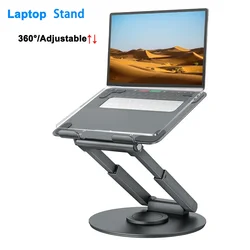 Telescopic Laptop Stand for Desk with 360° Swivel Base Height Adjustable Portable Riser Holder for MacBook Pro 10-17inch Laptop