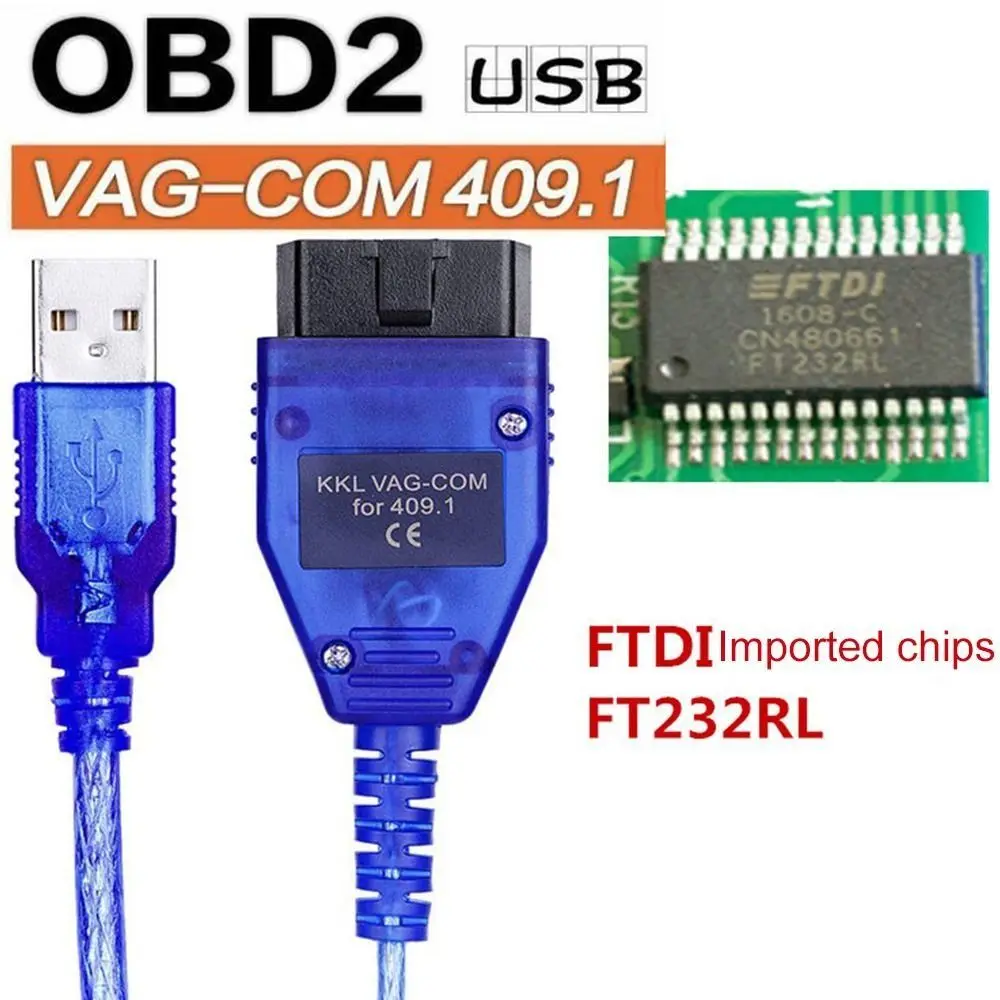 Car Programming Cable FTDI232RL OBD II Adapter Car Diagnostic Cable Auto Scan Tool OBDII Scanne Cable For Audi |Volkswagen