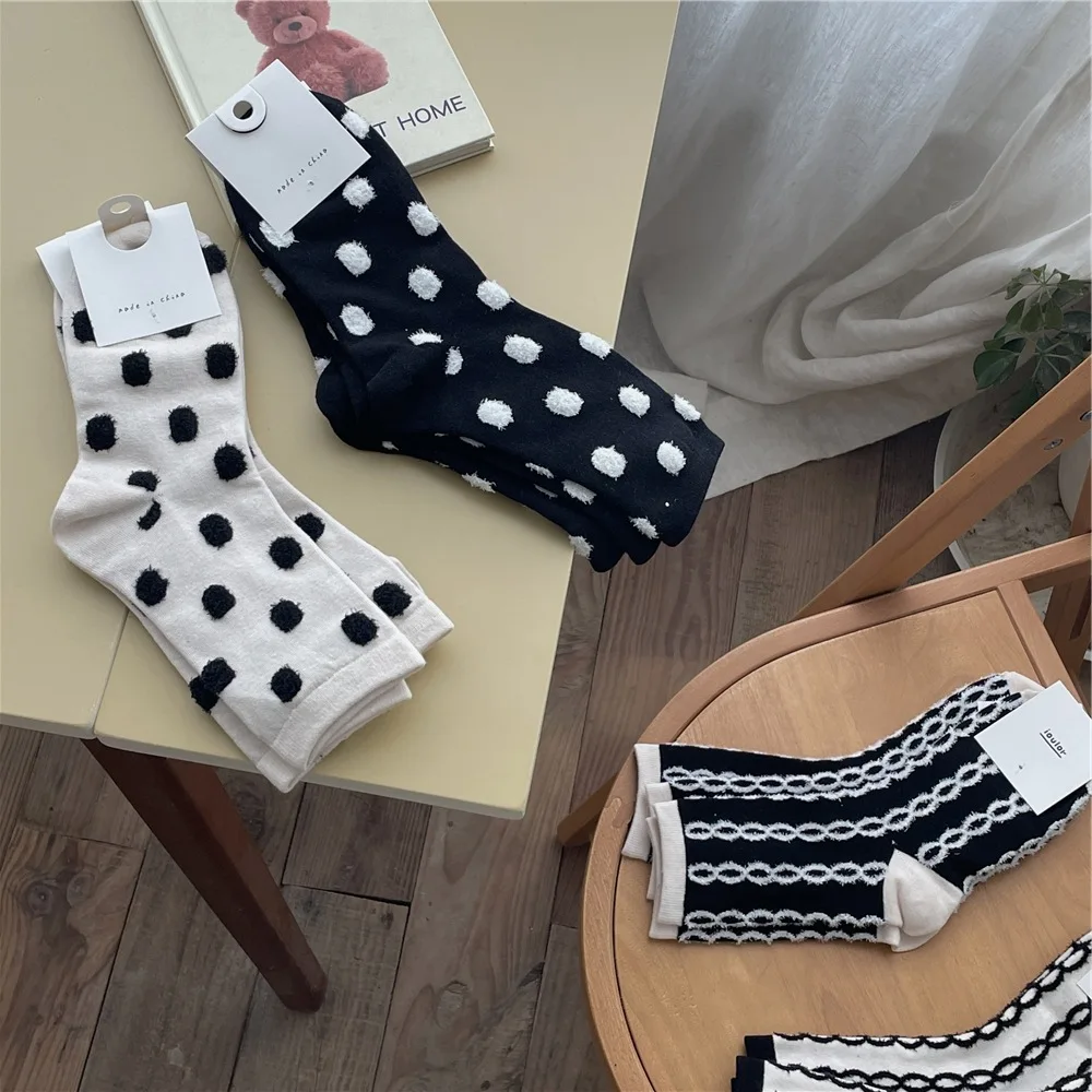 Chaussettes hautes longues en coton pour filles, bas d'équipage d'école Harajuku, mode coréenne vintage, chaud et décontracté, enfants et femmes, automne et hiver, nouveau