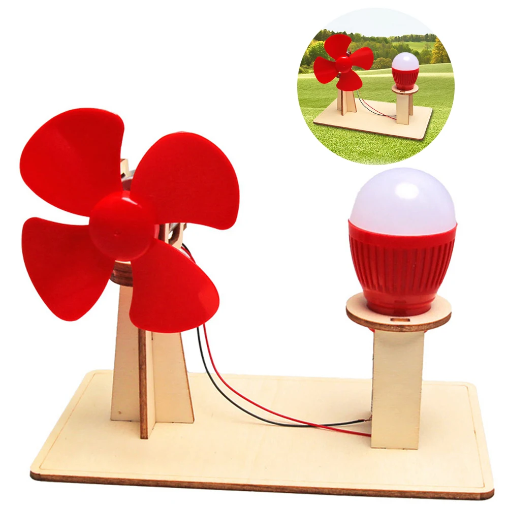 Wooden Wind Generator Model Kids Science Toy Funny Technology Physics Kit Educational Toys for Children Learning Toy