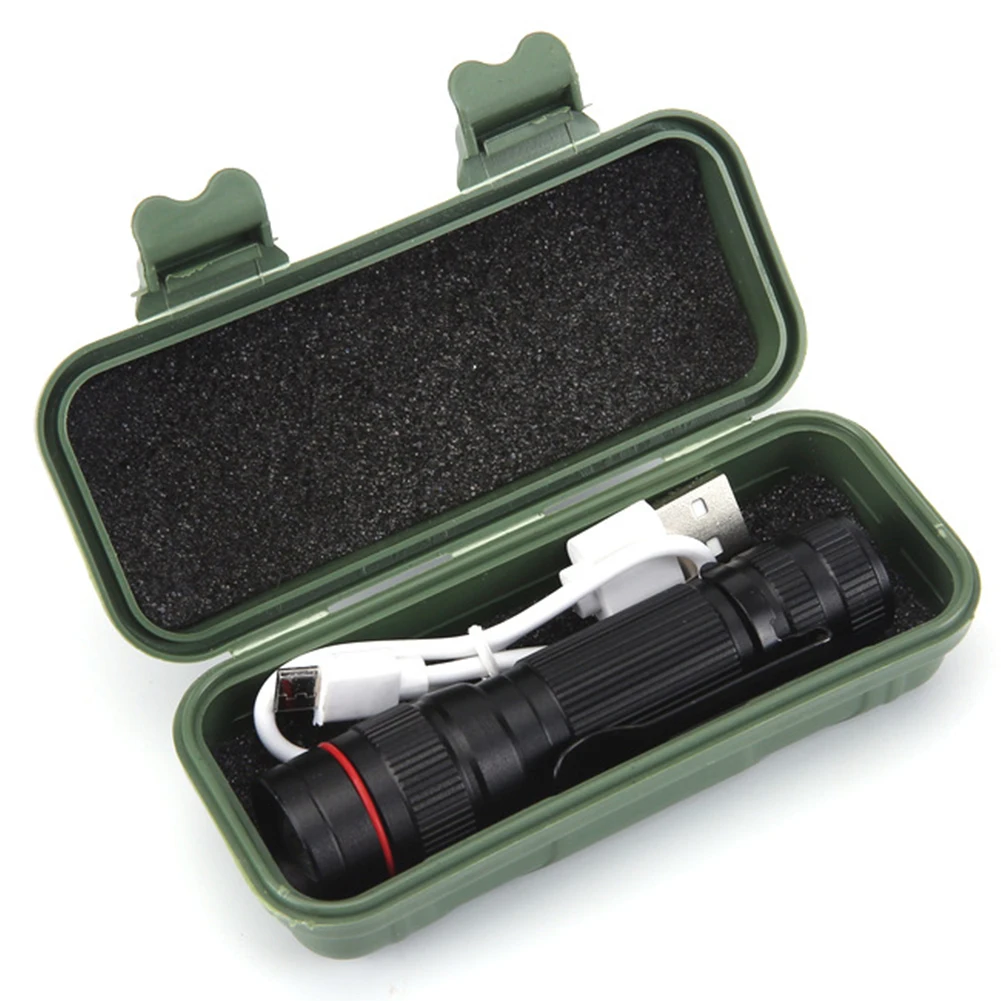 Handheld Flash Light USB Charging Emergency LED Flashlight 600mAh Portable Camping Flashlight 300LM for Outdoor Hiking Fishing