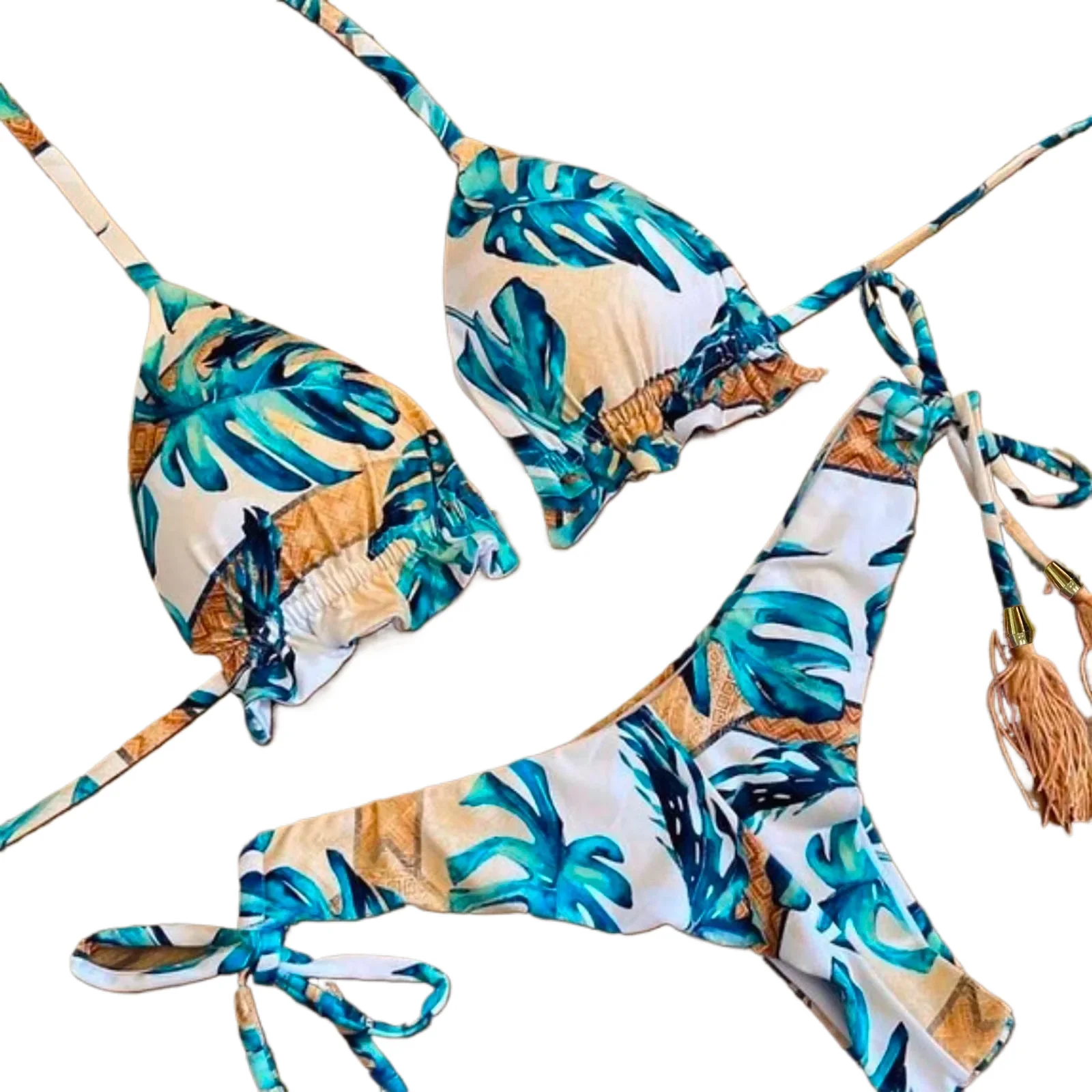 

Women'S Sexy Print Swimwear Lace Up Detachable Chest Bikini Split Swimsuit Large Size Bikini Swimsuit Women'S Swimwear 2024