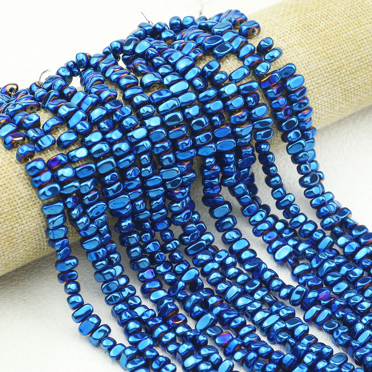 

Glossy Electroplated Coloured Gravel Natural Hematite Stone Spacer Loose Beads For Jewelry Making Bracelets DIY Accessories 10MM