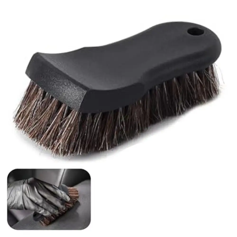 Genuine Horsehair Car Detailing Brush Gentle On Surfaces Ergonomic Handle Horsehair Cleaning Brush Soft Bristles
