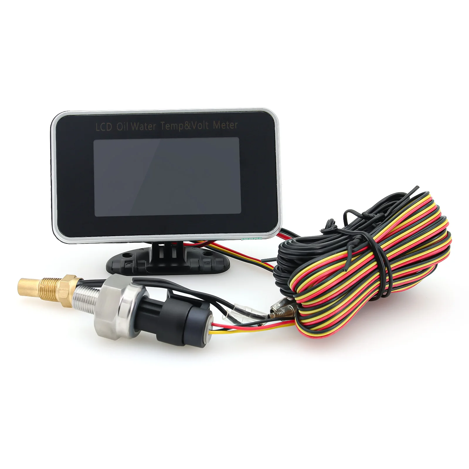 3 IN 1 LCD Ölçer Çok Fonksiyonlu Yağ Sıcaklığı + Su Sıcaklığı + Voltmetre Sensörlü 1/8NPT Kamyon için 12V24V