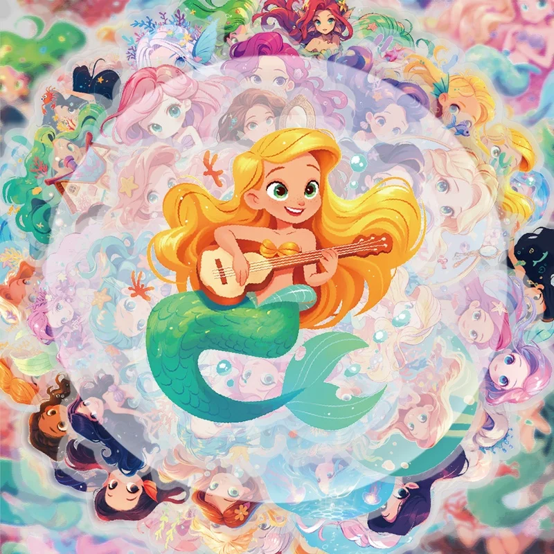 50 Fairy Tale Mermaid Stickers, Vibrant Sticker Decals, Multiple Styles Without Duplication, Suitable for Water Bottles, Laptops, Suitcases, Skateboards, Guitars, Party Decorations
