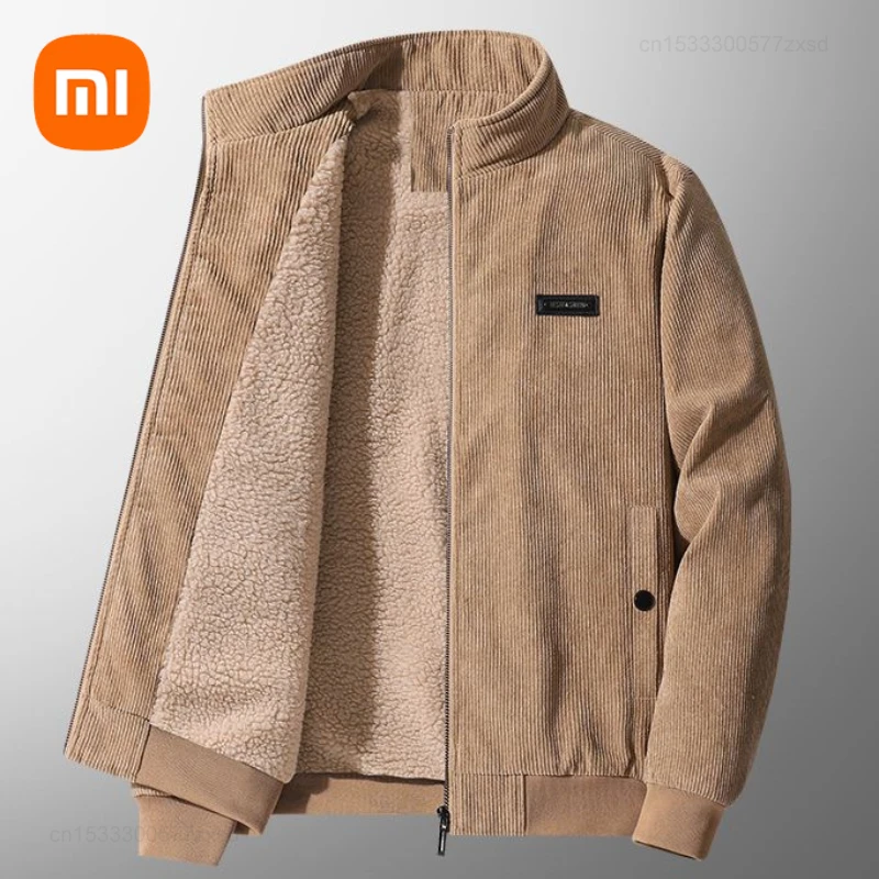 Xiaomi 2023 New Autumn and Winter Plush and Thicker Cotton Men's Jacket Middle-aged Warm High Quality Corduroy Jackets for Men