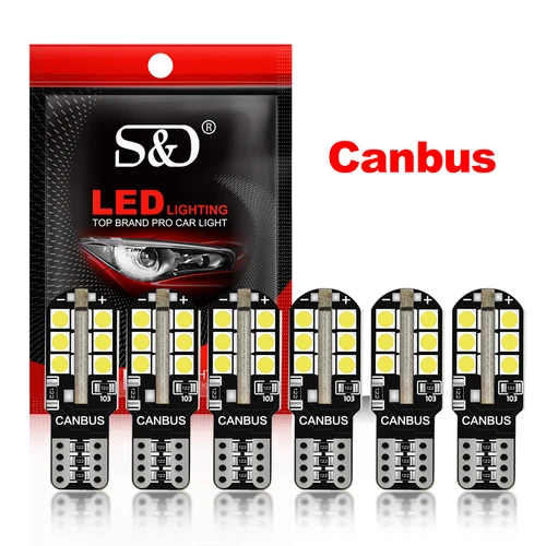 6 uds W5W LED T10 Led Canbus 168 194 bombilla LED 24SMD luz de posición lateral de coche lámpara de placa de matrícula blanco azul amarillo rojo rosa 12V 6000K
