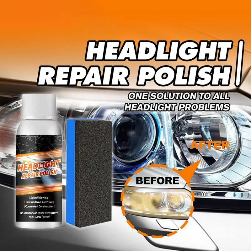 Car Headlight Scratch Restoring 50 ML Car Headlight Restoration With Sponge Brush Headlight Scratch Restoring Fluid Car