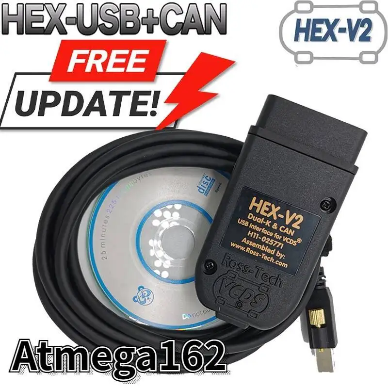 

2025 Newest 25.3 Scanner Tool Cable OBD2 Diagnostic Multi-Language HEX V2 Wesheu VCDS VAG COM 24.7 For Audi SKODA VW