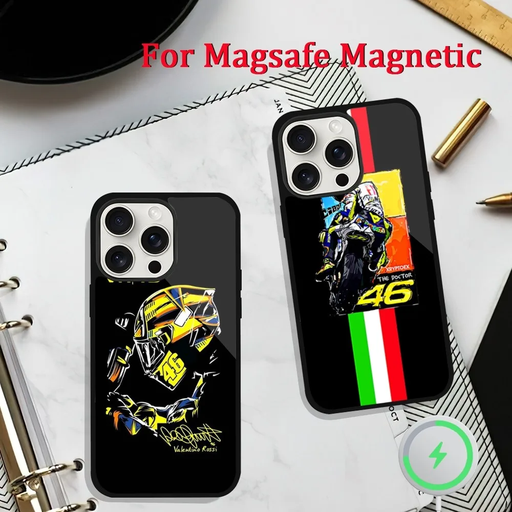 V-Valentino R-Rossies 46 Phone Case For iPhone 11 13 12 14 15 Plus Max Pro Magsafe Magnetic Wireless Charging shell