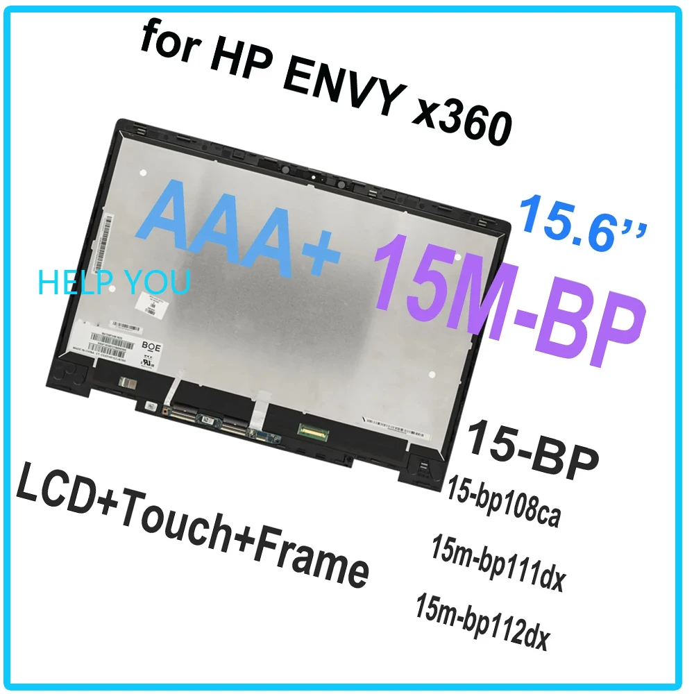 

15.6 inch for hp envy x360 15-bp 15m-bp series 15m-bp012dx bp111dx laptop lcd touch screen digitizer assembly+frame replacement