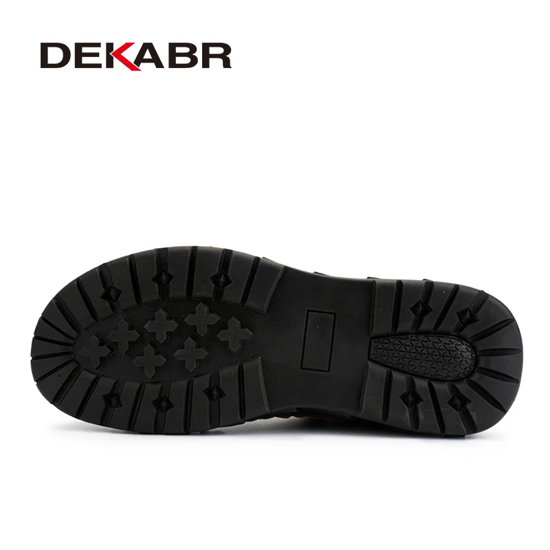 DEKABR Fashion Casual Slip On Genuine Leather Men Shoes Rubber Sole Handmade Comfortable Classical Shoes For Men Size 38-48