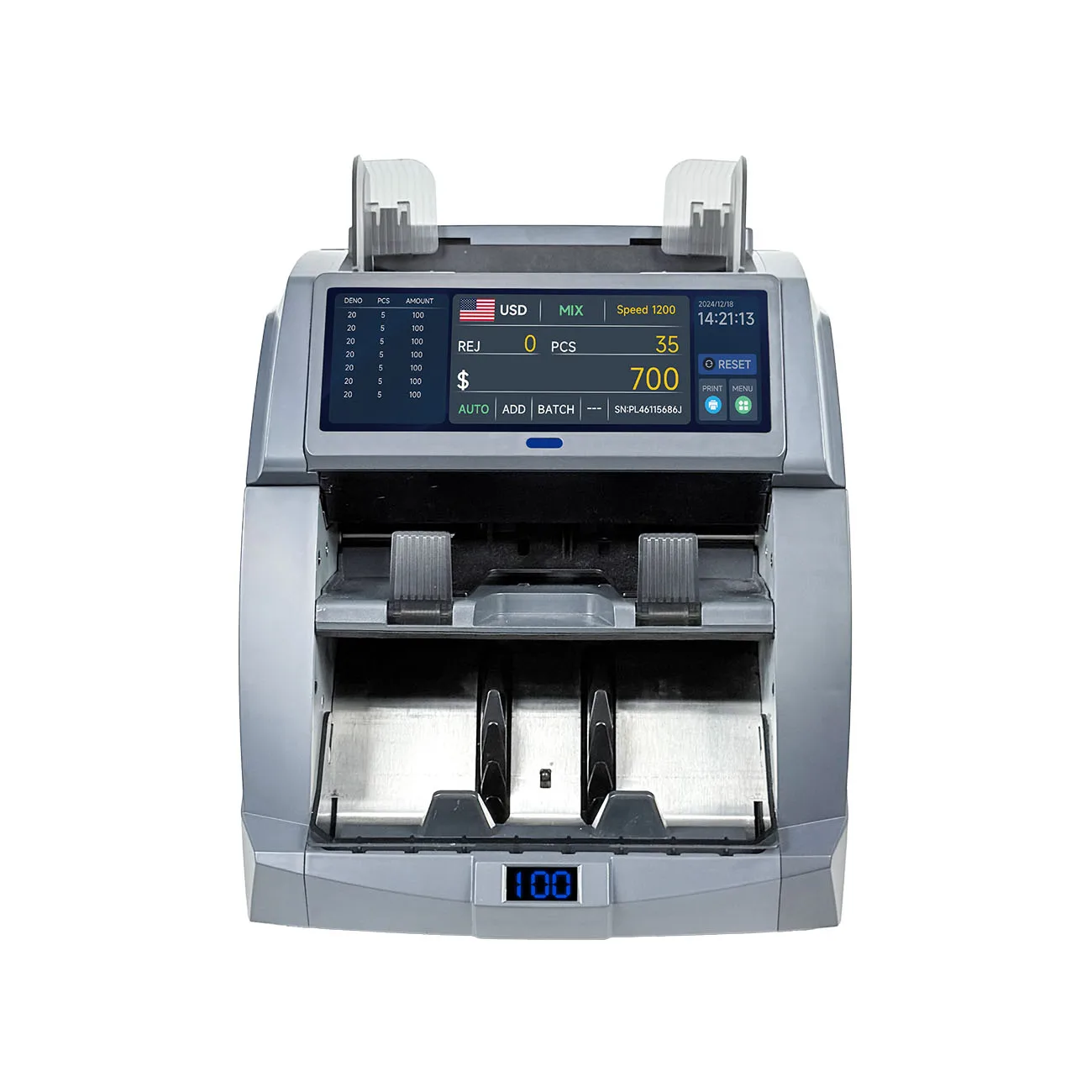 WEIRONG HK6070-MAX03 Bank Grade Heavy Duty HD Full-color Touch Screen Fitness Money Sorting Machine Auto Currency Recognition