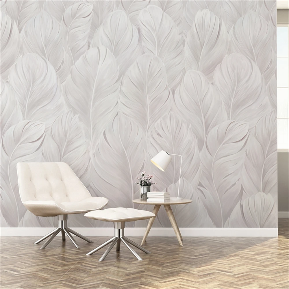 

custom Feather Pink Wall paper Beauty Salon Wallpaper for living room wall Clothing Shop Nail Shop art 3D Mural home decoration