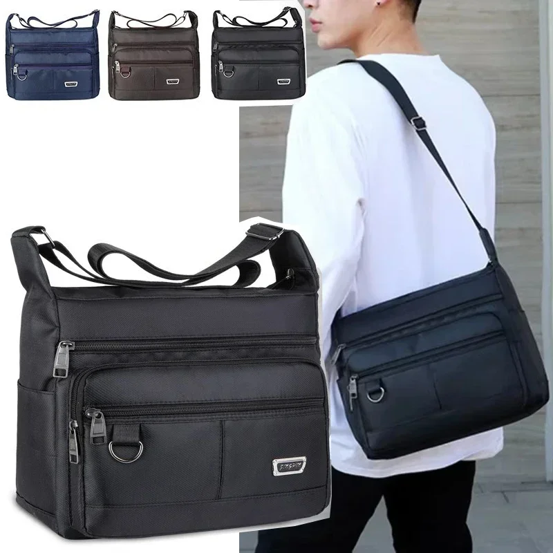 New Fashion Crossbody Bag Men's Large Capacity Shoulder Bag Casual Oxford Cloth Travel Lightweight Wear-Resistant Backpack