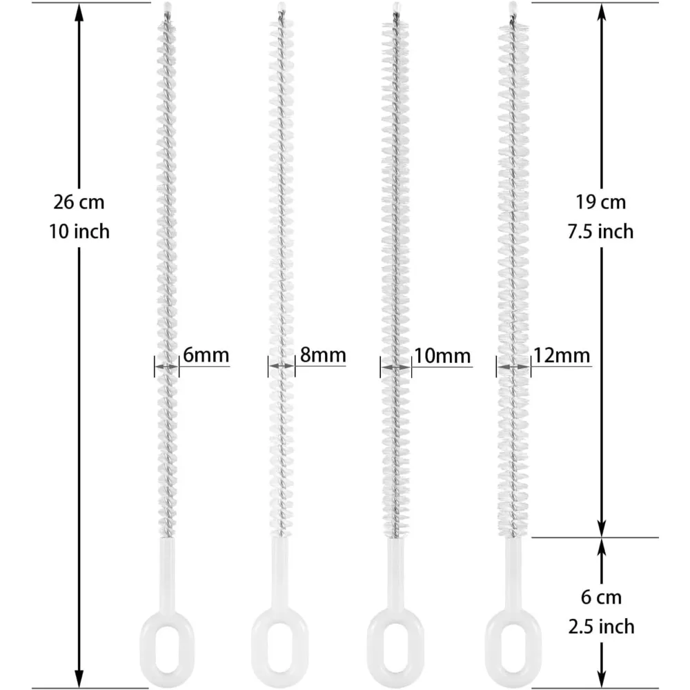 Escovas de limpeza de palha resistentes para copo Stanley, escova de limpeza de palha de 6 mm e 10 mm para diferentes tamanhos de palha - pacote com 4