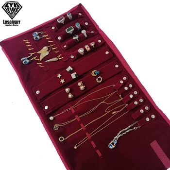 ארגז אחסון נייד לתכשיטים לנסיעות עשוי קטיפה לטבעות, עגילים, תליונים, שרשראות וצמידים