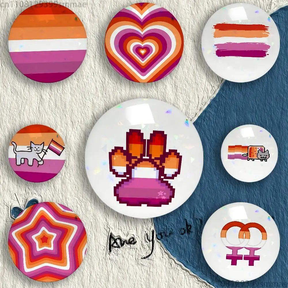 Lgbtq Flags Lesbian 25mm 75mm 44mm 58mm 32m Brooches Badges Pins for Accessories