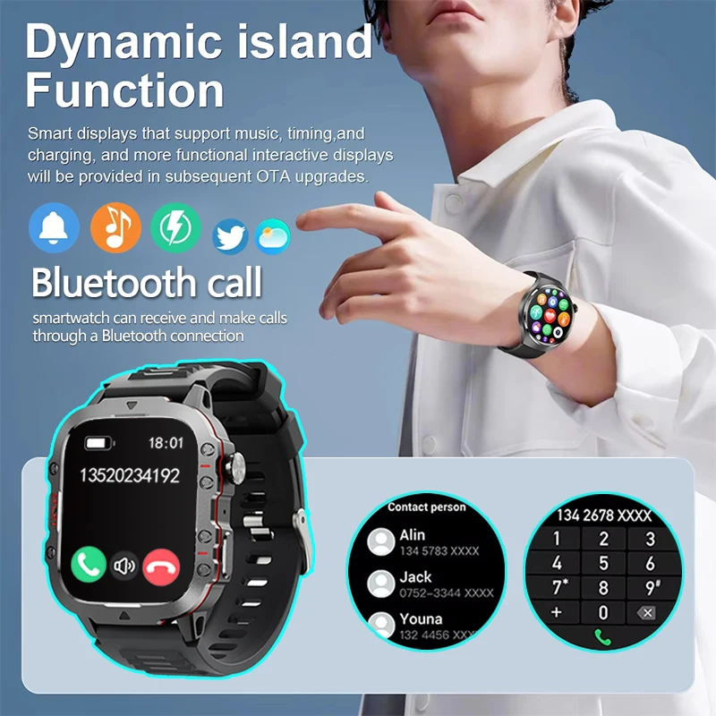 TRANSFORMERS TF-H01 Bluetooth Call 1.96“ Smartwatch 420 Mah Battery IP68 Waterproof Health Monitor Sport Tracker Smart Watch Men