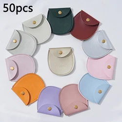 50/10/1pcs PU Leather Button Bag for Ring Earring Necklace Pendant Halloween Christmas Gift Organizer Packaging for Business