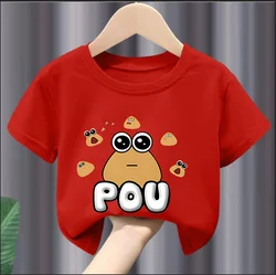 My Pet Alien Pou T-shirt per bambini T-shirt estiva con collo rotondo Cartoon Tute estive per neonati T-shirt per ragazzi T-shirt