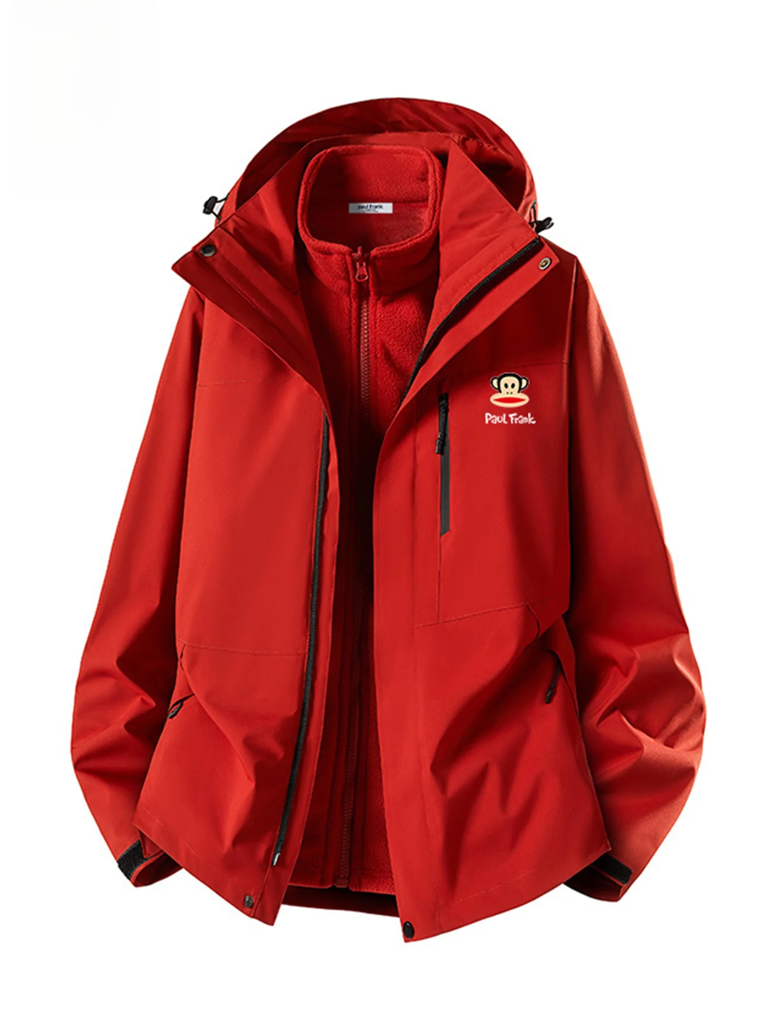 

Мужская демисезонная куртка Paul Frank 3-в-1 с капюшоном, повседневная, красная, рабочая, приталенного кроя, из полиэфирного волокна