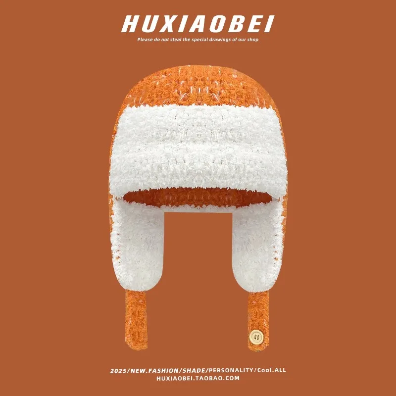 

Корейские модные вязаные шапки ручной работы, женские зимние дорожные теплые шапки для защиты ушей, универсальные шапочки для мужчин