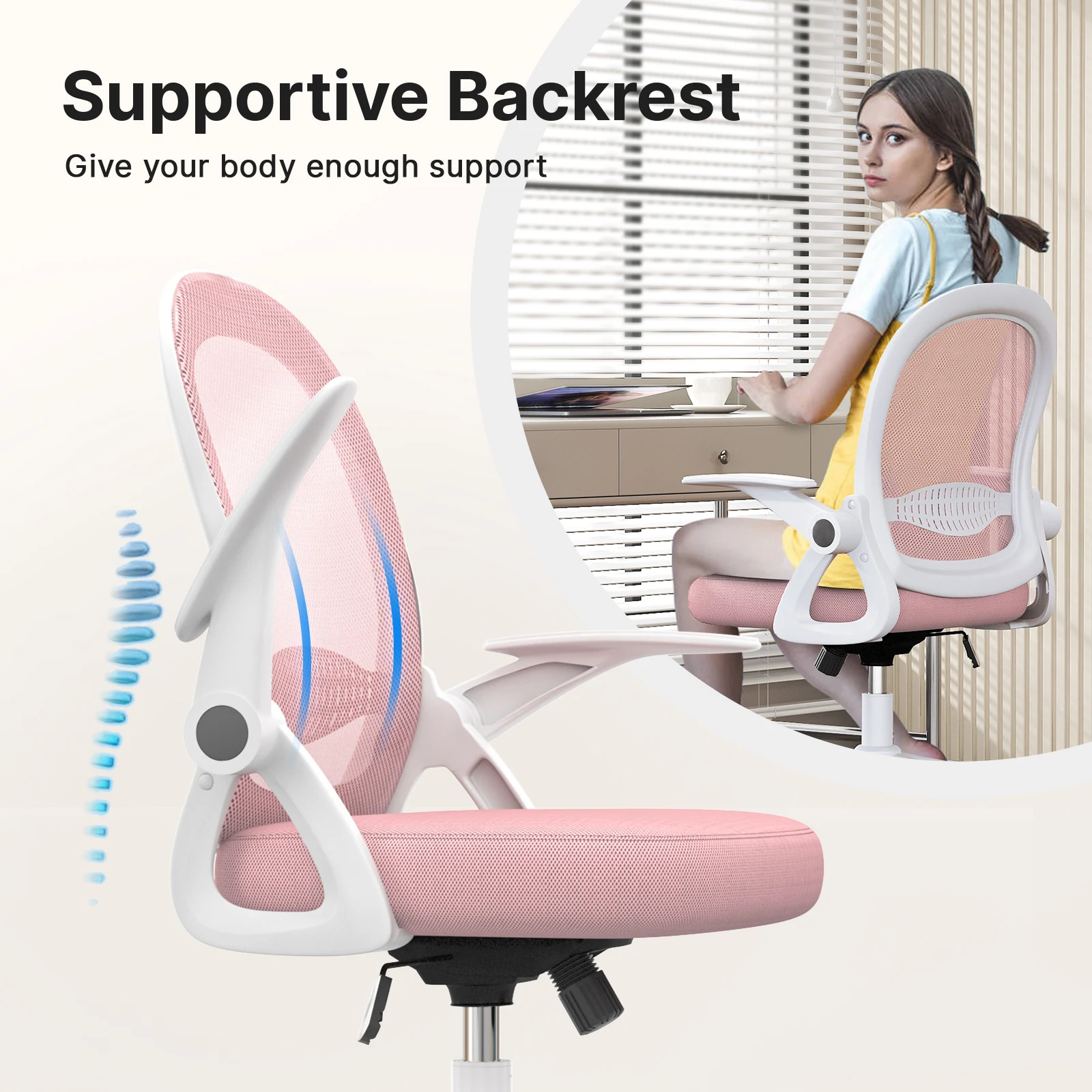 Naspaluro Home Office Chair Ergonomic Desk Chair Swivel Computer Chair Mid-Back Mesh Chair with Lumbar Support Gaming Chairs