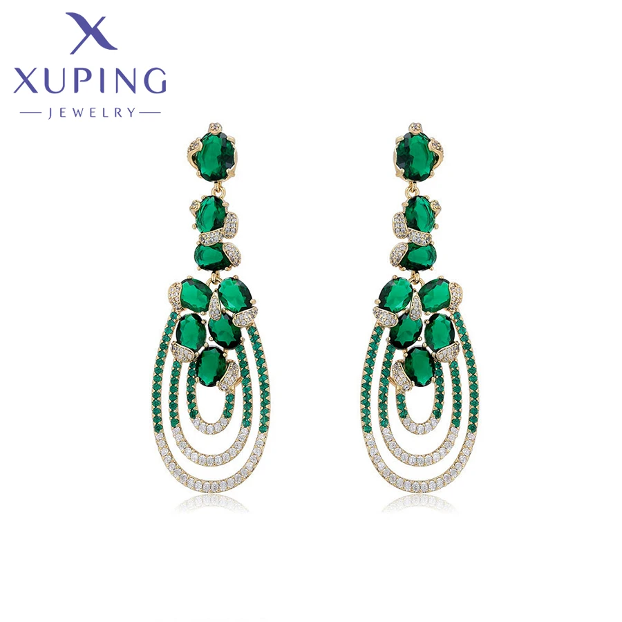 

Xuping Jewelry Fashion Earring Charm Green Stone Long Drop Earrings for Women Lady Party Birthday Gift X000859300