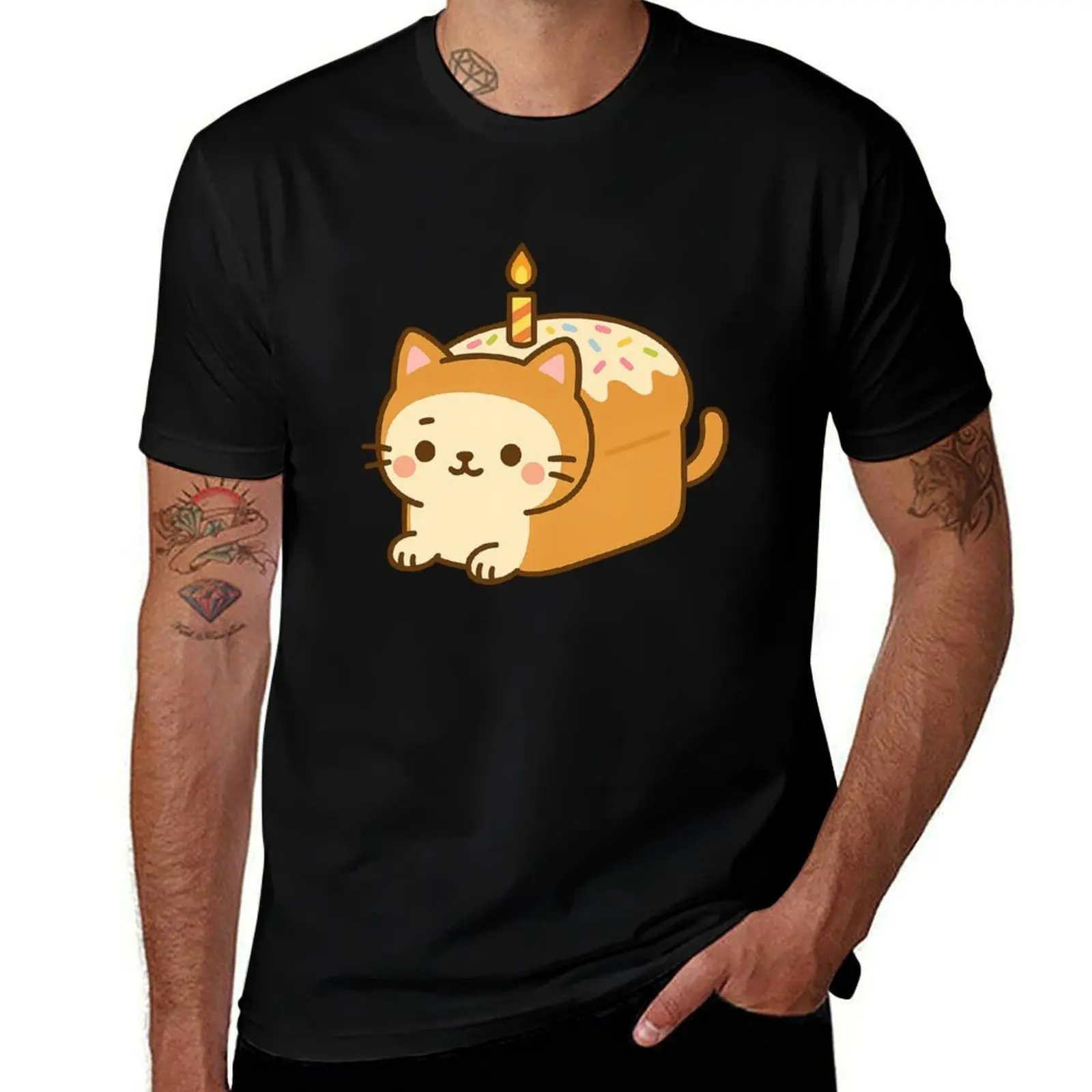 

Birthday Loaf Cat – Sprinkle Cake Kitty with Candle T-Shirt vintage cute tops plain black t shirts men
