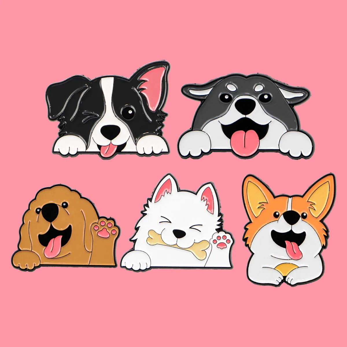Niedliche Haustierhunde Corgi Emaille Pins Lustige Cartoon Tiere Brosche Anstecknadel Abzeichen auf Rucksack Kleidung Accessoires Modeschmuck Geschenk