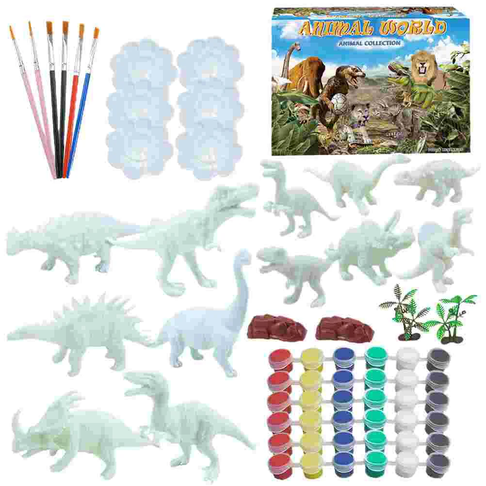 64 Pcs DIY Painted Animals Childrens Toys Kids Painting Kit Supplies for Plastic