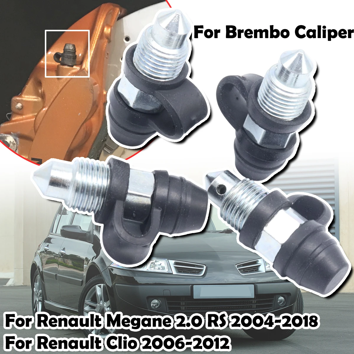 

Car Rear Bleeder Valves and Rubber Dust Caps Left Right Caliper Bleed Nipple Screw Repair Kit For Renault Clio / Megane 2.0 RS