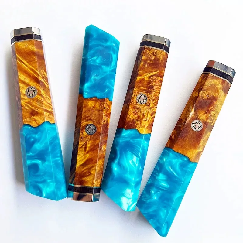 New Japanese Kitchen Knife Octagonal Handle Stainless Steel + Resin + Wood Knife Handle Fish Raw DIY Custom Knife Handle