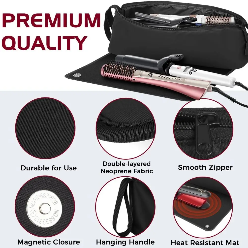 Portable 2 In 1 Hair Tools Travel Bag Detachable with Heat Resistant Carrying Case Waterproof Multipurpose Storage Case