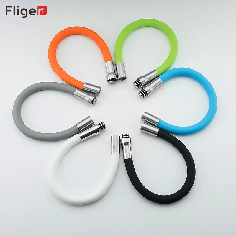 Fliger Kitchen Faucet Accessories  360° Rotating Silicone Flexible Hose Colorful Water Tap Pipe Tube for Bathroom Wash Basin