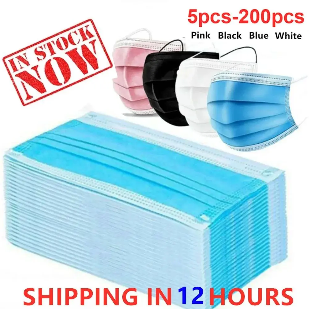 3 Layer Ply Filter Mask Anti Dust Breathable Earloops Adult Mouth Mask IN STOCK 10-200pcs Disposable Mask Non-woven Face Masks 2