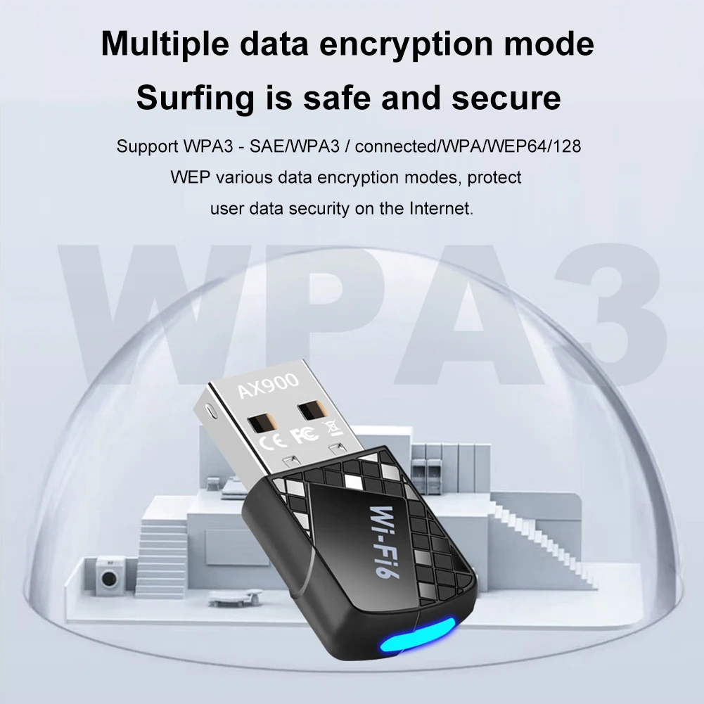 Mini adaptateur WiFi USB, 900Mbps, carte réseau sans fil, 2.4G et 5 mesurz, bande touristique, pilote de dongle, récepteur Ethernet USB gratuit