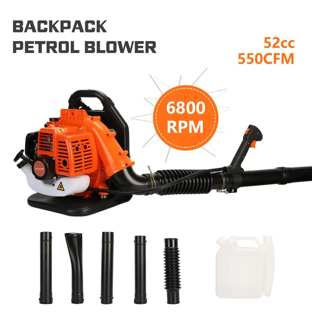 52CC Backpack Leaf Blower Gas Powered 2-Stroke Backpack Blower Gas Blower Air-Cooled Lawn Blowers Gasoline Powered