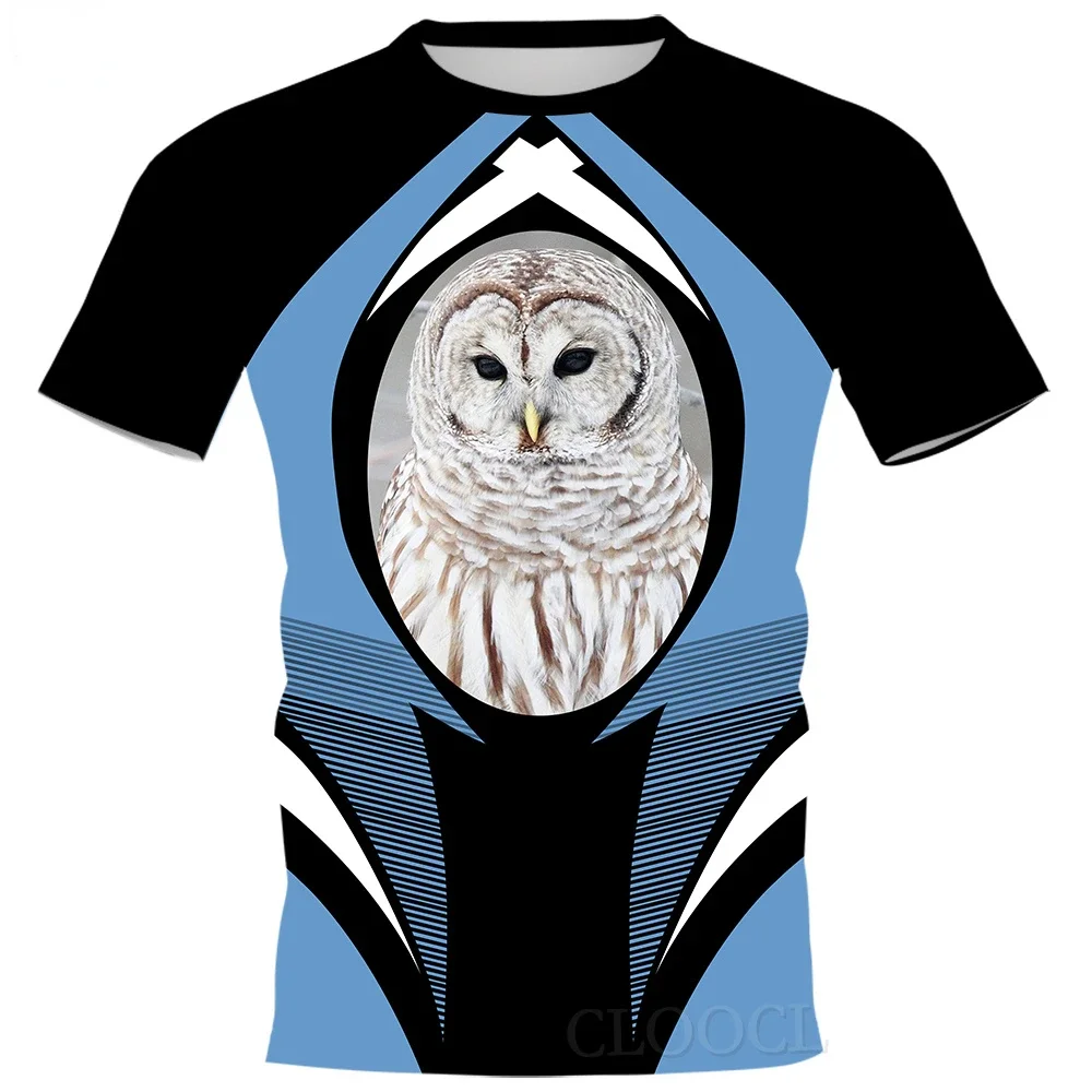 

HX Модные футболки с животными Дикие животные Сова Белые рубашки с короткими рукавами с 3D принтом Топы в стиле хип-хоп Harajuku Мужская одежда S-7XL