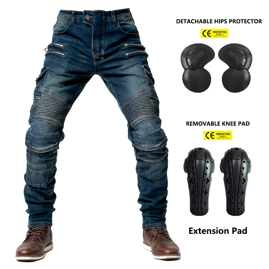 

Outdoor Cycling Racing Pants Equipment Belt Knee Pads Hip Pads Motorcycle Jeans Motocross Classic Zipper Four Seasons Trousers