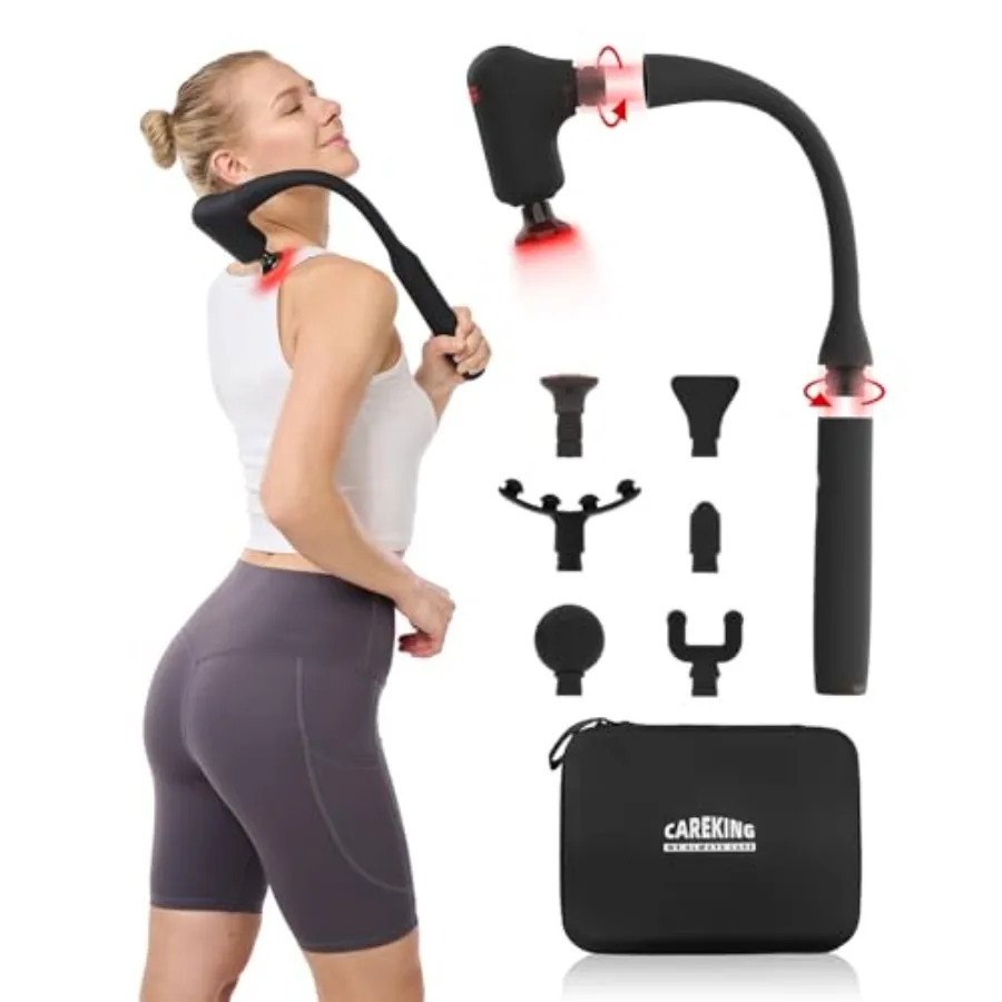 

Усовершенствованный массажный пистолет 2-в-1 с подогревом для снятия боли, глубокого массажа спины и шеи, с удлиненной ручкой, портативный массажер для мышц