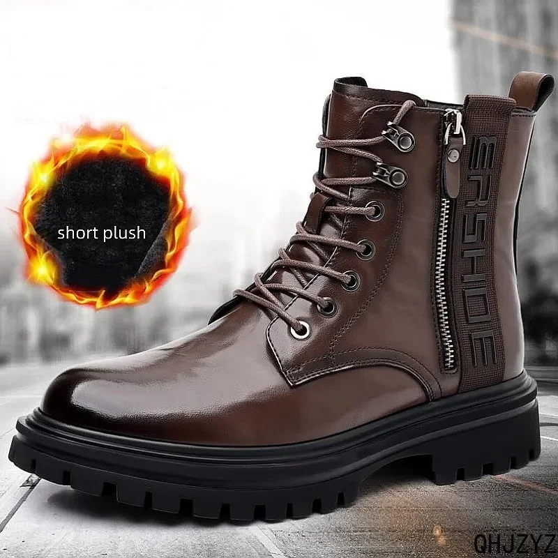 2026 Men's Casual Business Leather Boots Moccasins Designer Winter Autumn Shoes Tenis Caballero