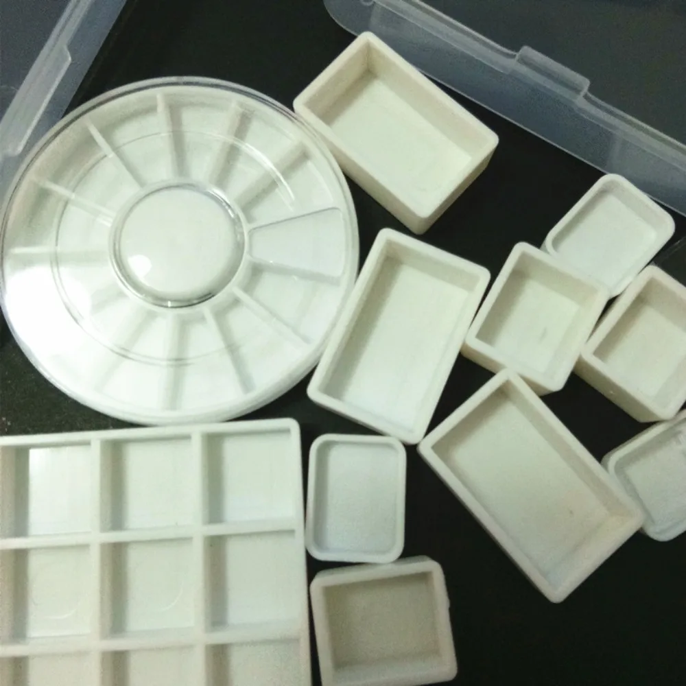 Small Portable Mini Watercolor Paint Box White/Transparent Color Multidimensional White Empty Plastic Paint Pan Painting Tool - view 6