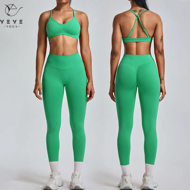 

Seamless 2 Pcs Sports Set Women Gym Set Female Sports Bra Workout Yoga Set Running Tracksuit High Waist Leggings Women