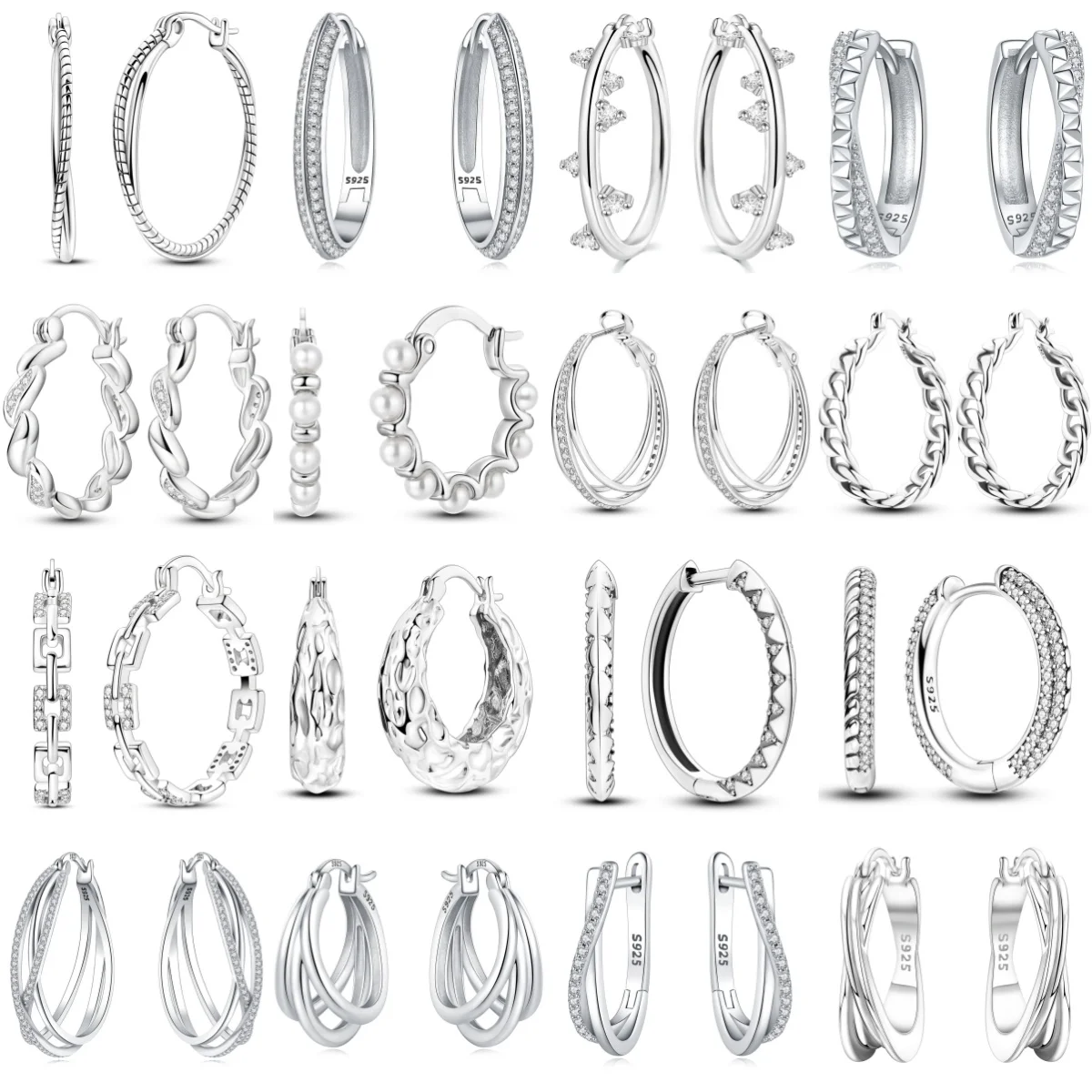 

925 Sterling Silver Minimally Staggered Circular Earrings Jewelry Versatile Hoop Earrings For Women Jewelry Birthday Party Gifts