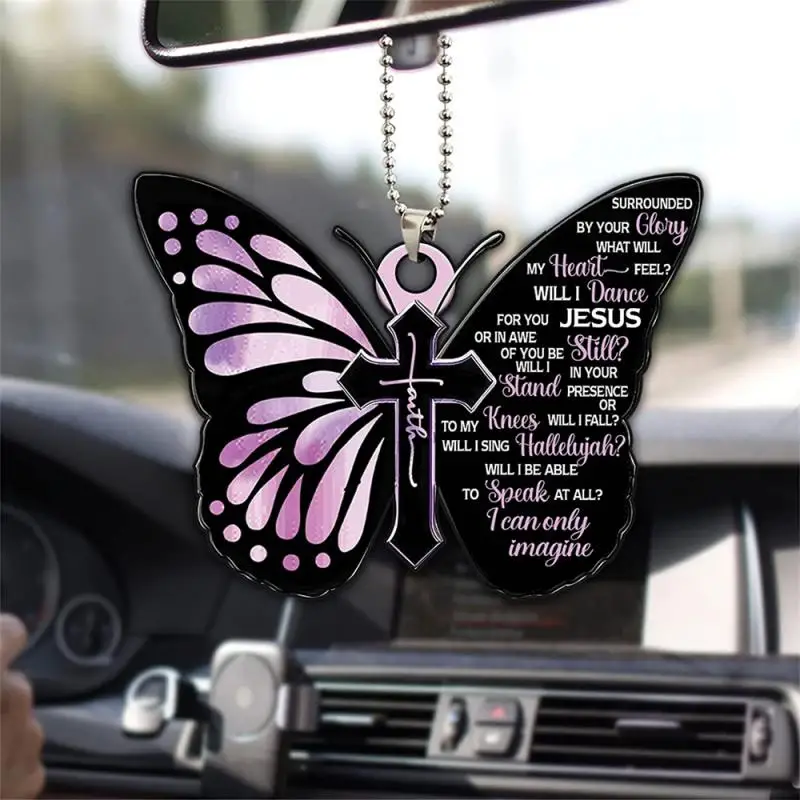 Keychain Accessories Durable Butterfly Cross Shape Design Widget Stylish Personalized Style Car Interior Accessories Car Pendant