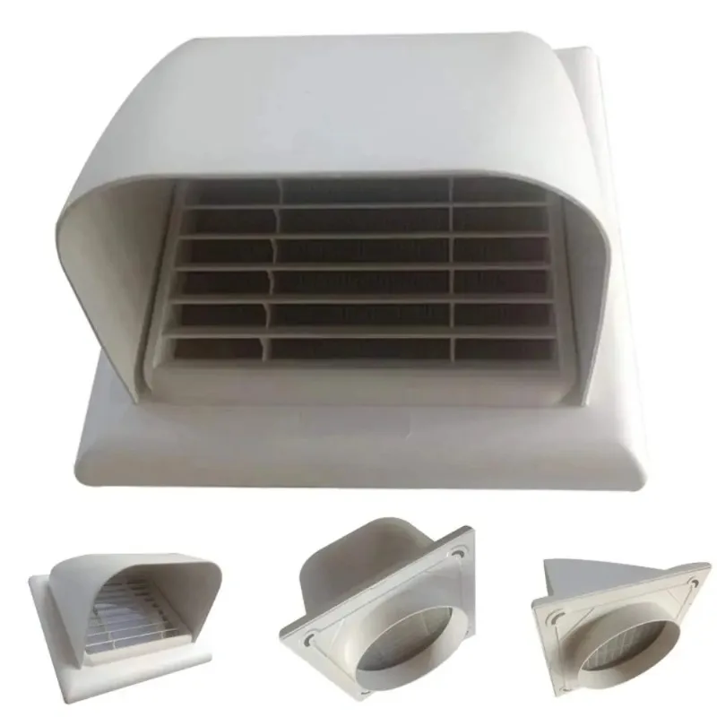 100/150mm Exterior Wall Ventilation Grille ABS White Range Hood Duct Cover Rain-proof Square Exhaust Port
