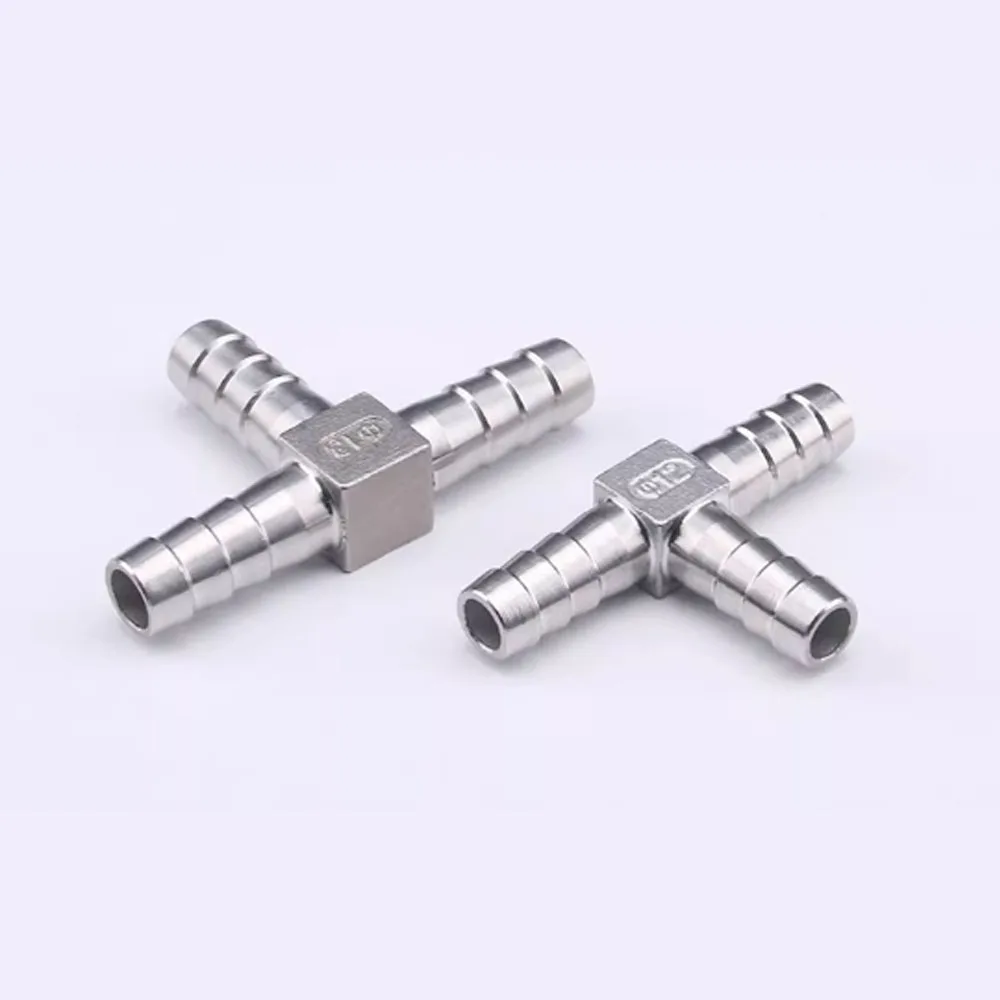 304 Stainless Steel Hose Barb Connectors T/Y Type Pipe Fitting Pagoda Tail 6mm 8mm 10mm 12-25mm for Garden Water System